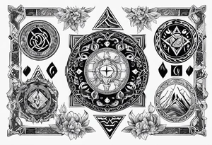 gods of Scandinavian mythology and runes tattoo idea