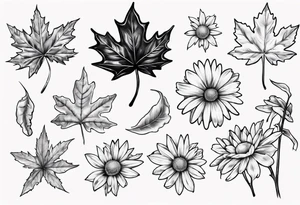 Maple leaf, daisy tattoo idea