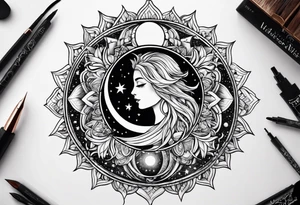 With all my heart and all my soul to the end of the universe To infinity and beyond.  sun and moon tattoo idea