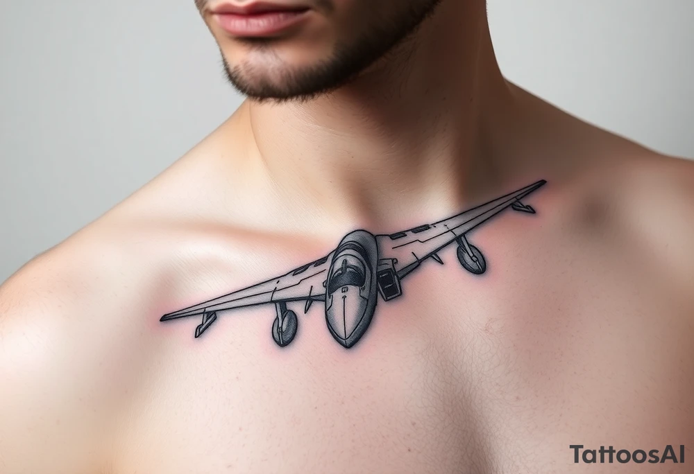 i want a fighter jet tattoo, give me something that looks a bit technical and a medium size tattoo idea