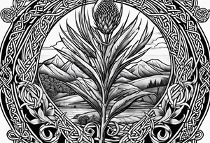 three thistles, Celtic knots, and the words always remember there is nothing worth sharing like the love that let us share our names tattoo idea