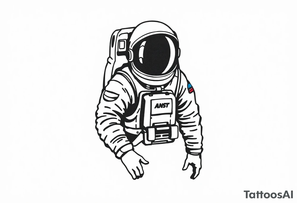 A realistic stencil silhouettestyle drawing of a astronaut tattoo idea