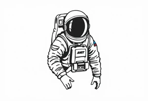 A realistic stencil silhouettestyle drawing of a astronaut tattoo idea