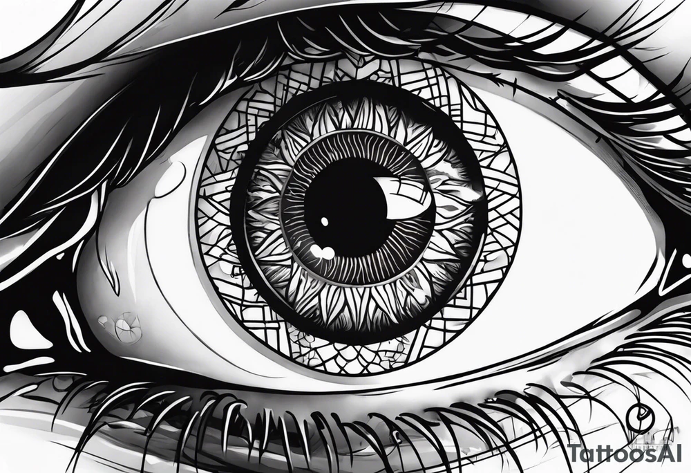 Eye ball up close with dead people in the rection tattoo idea
