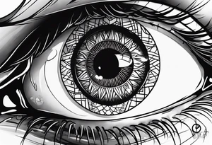 Eye ball up close with dead people in the rection tattoo idea