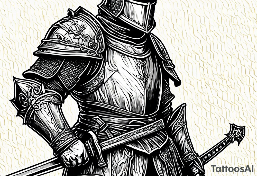 Medieval knight holding a sword tattoo idea