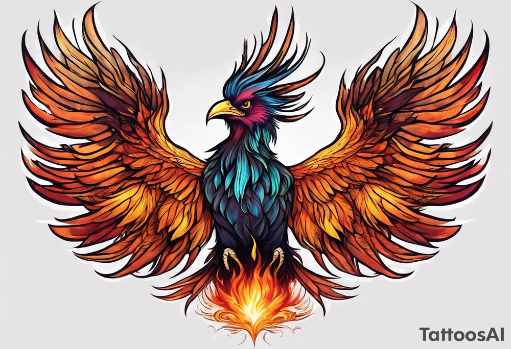 phoenix coming up out of a funeral pyre tattoo idea