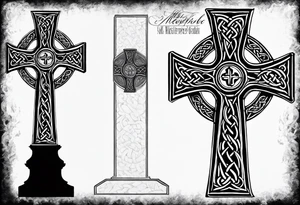 A stone Celtic cross, standing solemnly tattoo idea