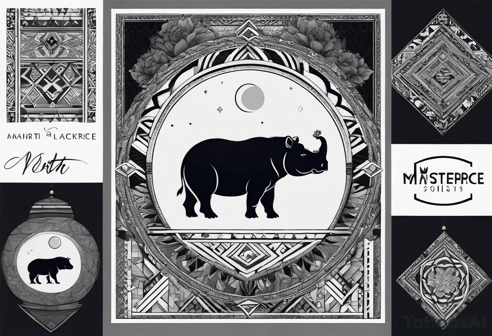 Very asymmetrical, +geometric pattern, with realistic full moon, with hippo,+tribal, +geometric, +inkart , +blackwork, +grey scale, + sketch
with wintersweet flower bud, +inkart touch, +for men, detailed , combined favourite , tattoo idea