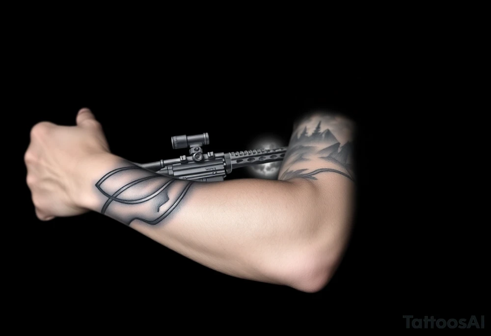 2d scope crosshairs with eerie fog in background tattoo idea