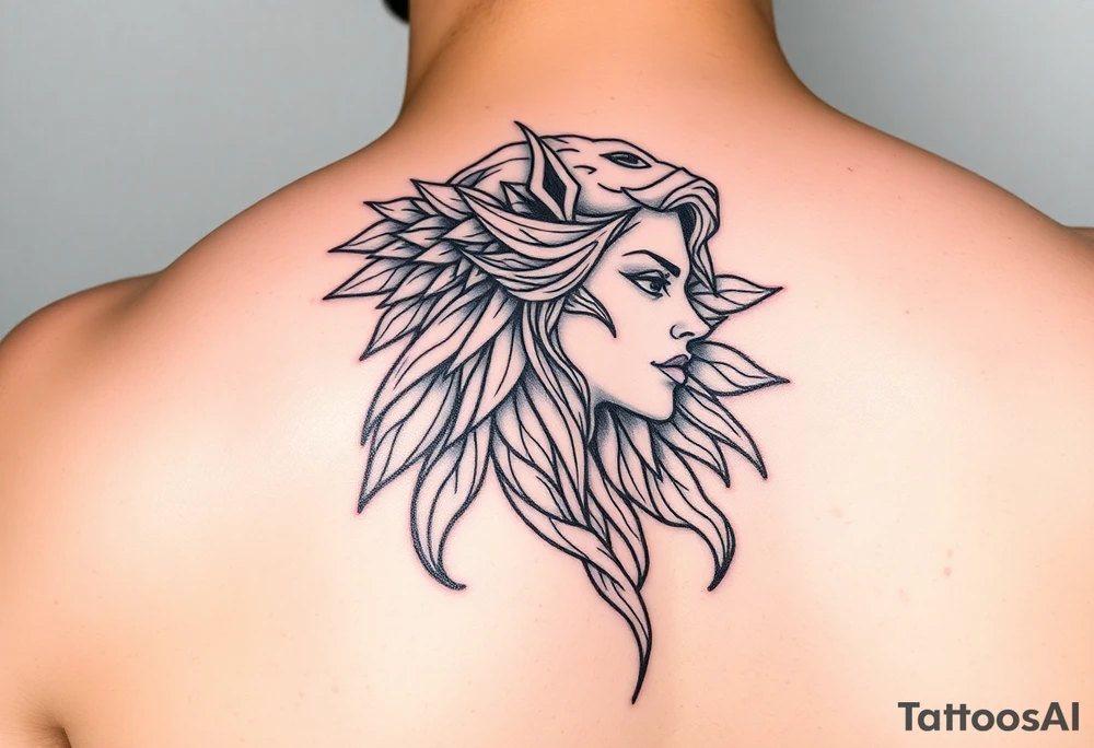 Realistic Valkyrie side profile tattoo idea