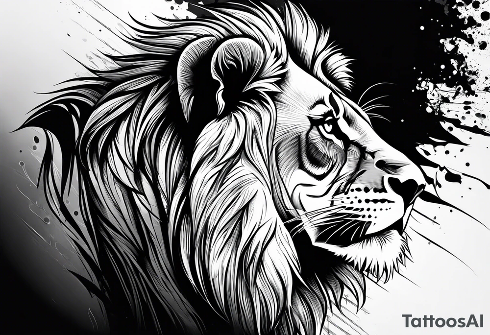 Courageous lion for my shoulder, side profile tattoo idea