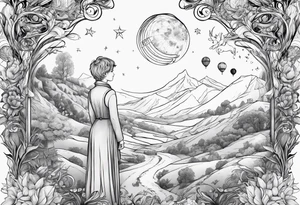 literary tattoo with the little prince, divergent, the hunger games and harry potter tattoo idea