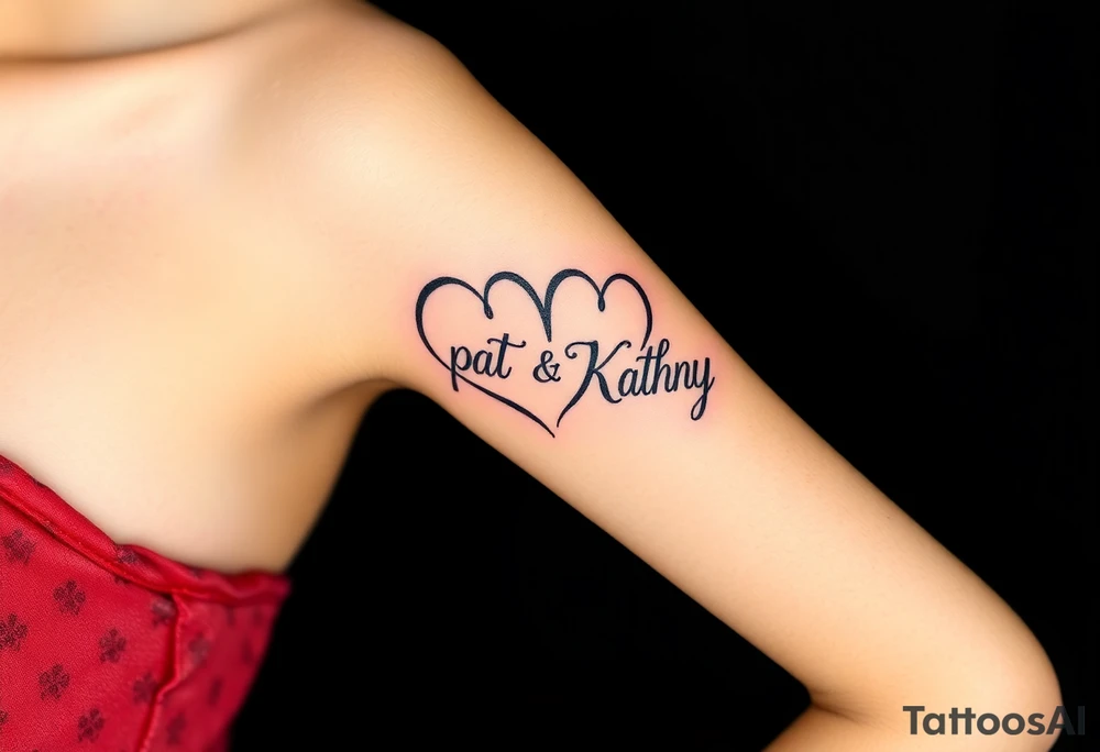 Names pat and Kathy made into a heart tattoo idea