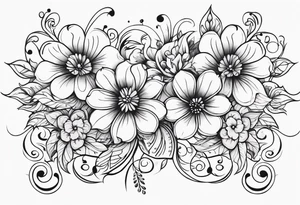 Flowers with swirls tattoo idea