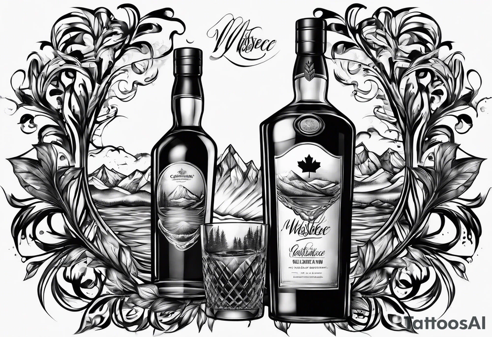 Canadian whiskey and glass of ice tattoo idea