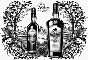 Canadian whiskey and glass of ice tattoo idea