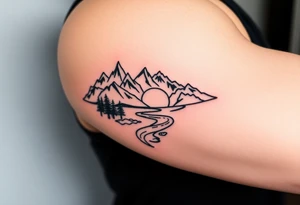 mountains. river and sunrise, tattoo idea