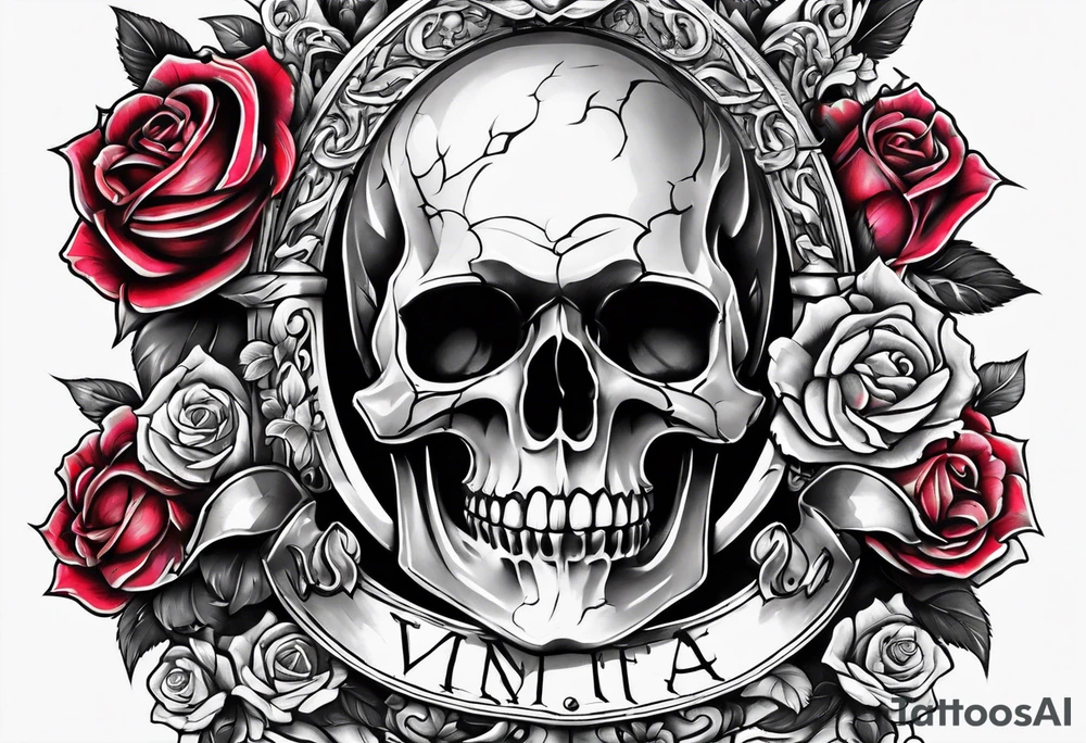 Sword and skull wrapped in roses tattoo idea