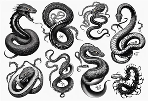 snake on lovecraft theme with tentacle tattoo idea