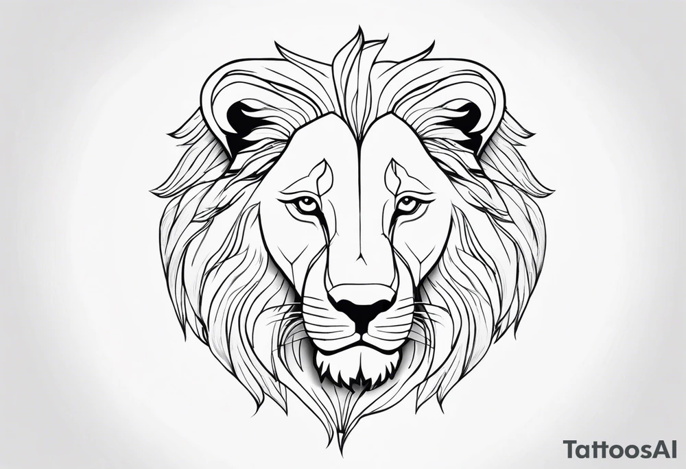 Tete Visage lion coupé en deux avec son bebe tattoo idea