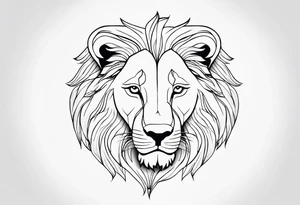 Tete Visage lion coupé en deux avec son bebe tattoo idea