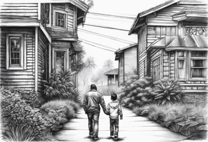 Child walking next to dad past away tattoo idea