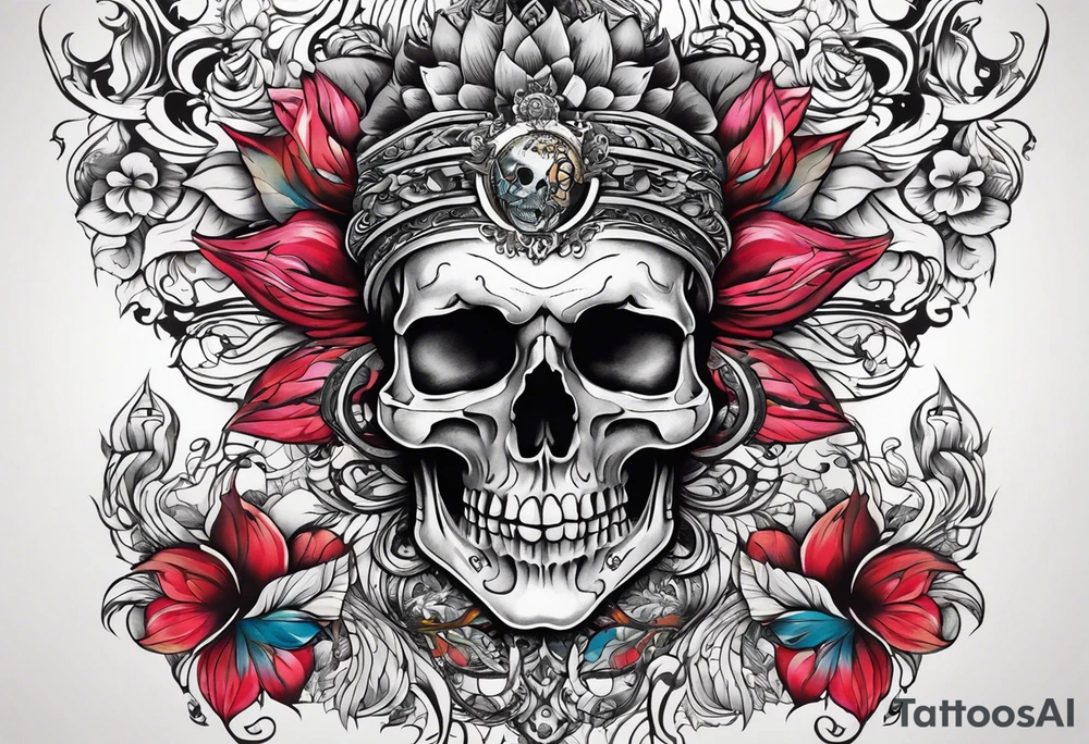 Tattoo in the neck of a skull freeing itself from human censorship. tattoo idea