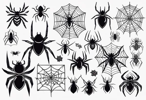 Variety of spiders flash sheet tattoo idea