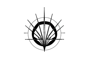 Five different lines meet in the center but should be back psychedelic and trippy tattoo idea