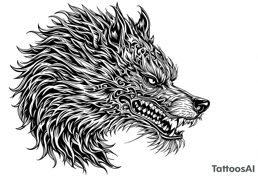 Japanese female Foo dog tattoo idea