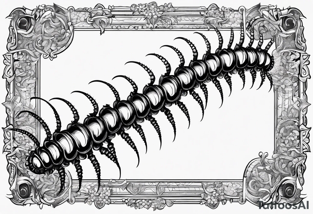 medieval centipede 
 with a fine point and sketch style tattoo idea