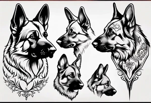 German shepherd puppy side profile tattoo idea