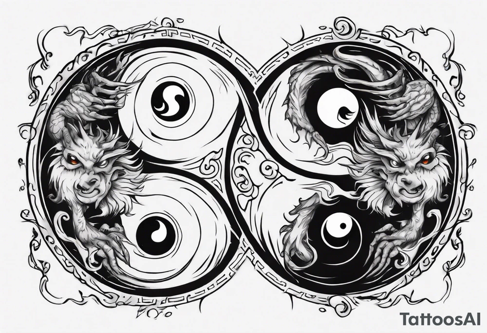 yin and yang but they are monsters tattoo idea