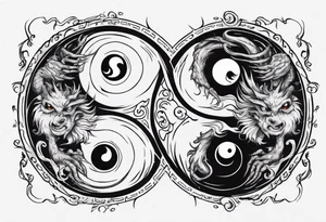 yin and yang but they are monsters tattoo idea