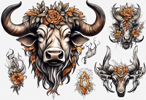 Taureau qui fume et qui bois tattoo idea