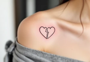 A continuous one-line drawing of a heart splitting apart, creating an effortless yet striking minimalist tattoo. tattoo idea