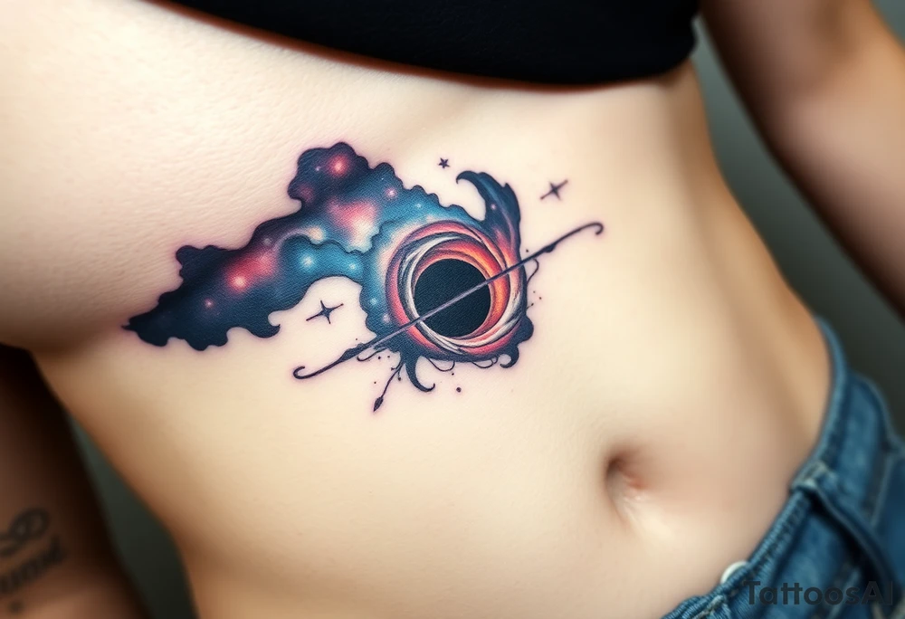a nebula and black hole with an event horizon tattoo idea
