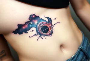 a nebula and black hole with an event horizon tattoo idea