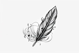 Feather tattoo with small music notes tattoo idea
