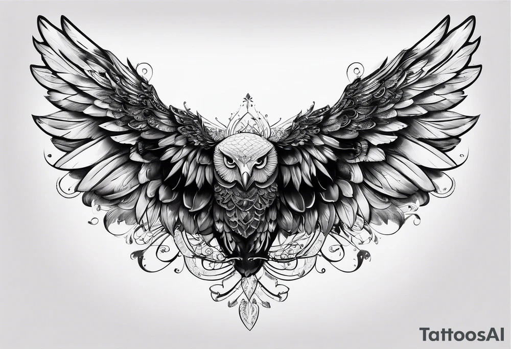 cursive writing "one day i am going to grow wings" with wings on either side tattoo idea