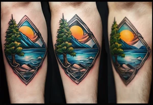 Small inside arm tattoo. Black kite (Daya's name), nature (trees/sea), rock/metal vibe, small sunflower. tattoo idea