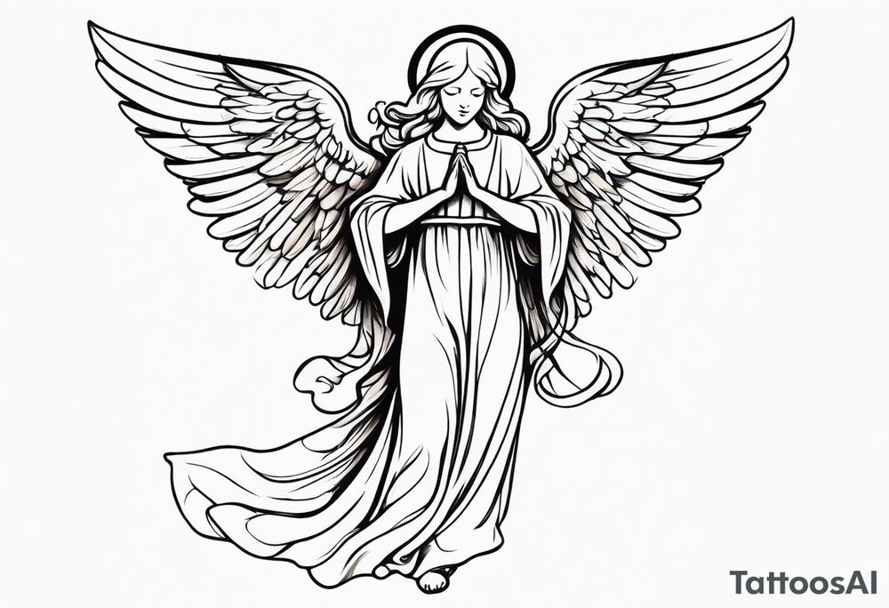 Angel with prayer hands tattoo idea