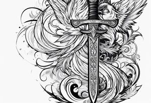 paint strokes, sword, round tattoo idea