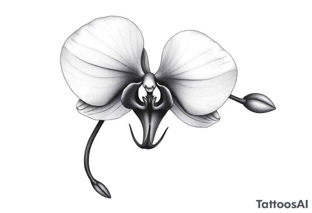 orchid with leavs tattoo idea