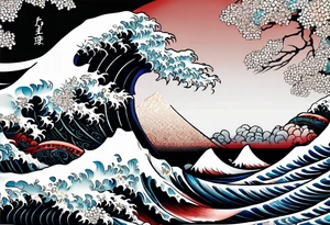 japanese wave mixed in celtic patterns equally. tattoo idea