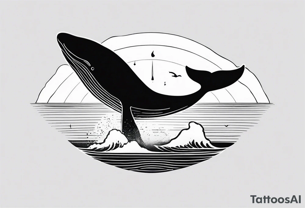 Dainty and delicate whale tail in sunset tattoo idea