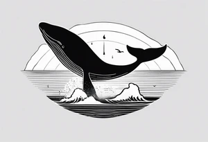Dainty and delicate whale tail in sunset tattoo idea