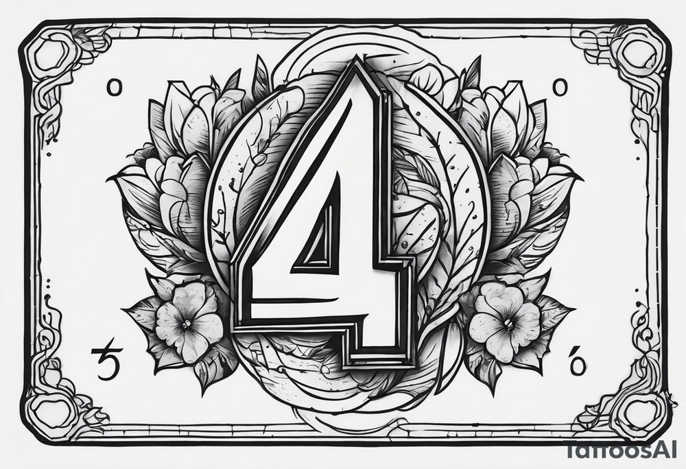 number 4 in a card tattoo idea