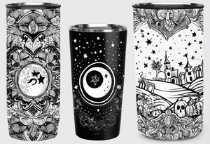 20 oz tumbler banner design, candy, minimalist, spellbound, voodoo, cat, moon, stars, Halloween tattoo idea